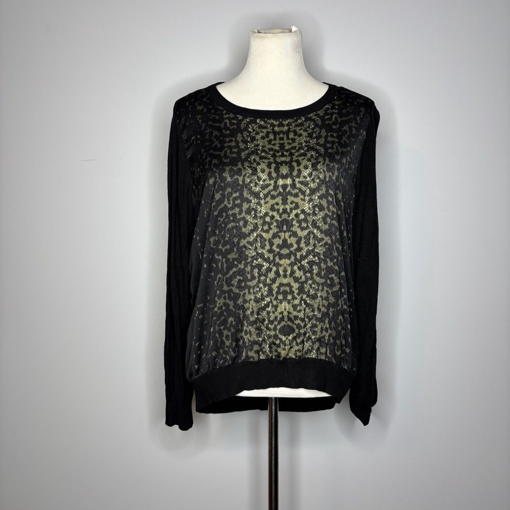 H&M - Black & Green Print  Lightweight Crew Neck